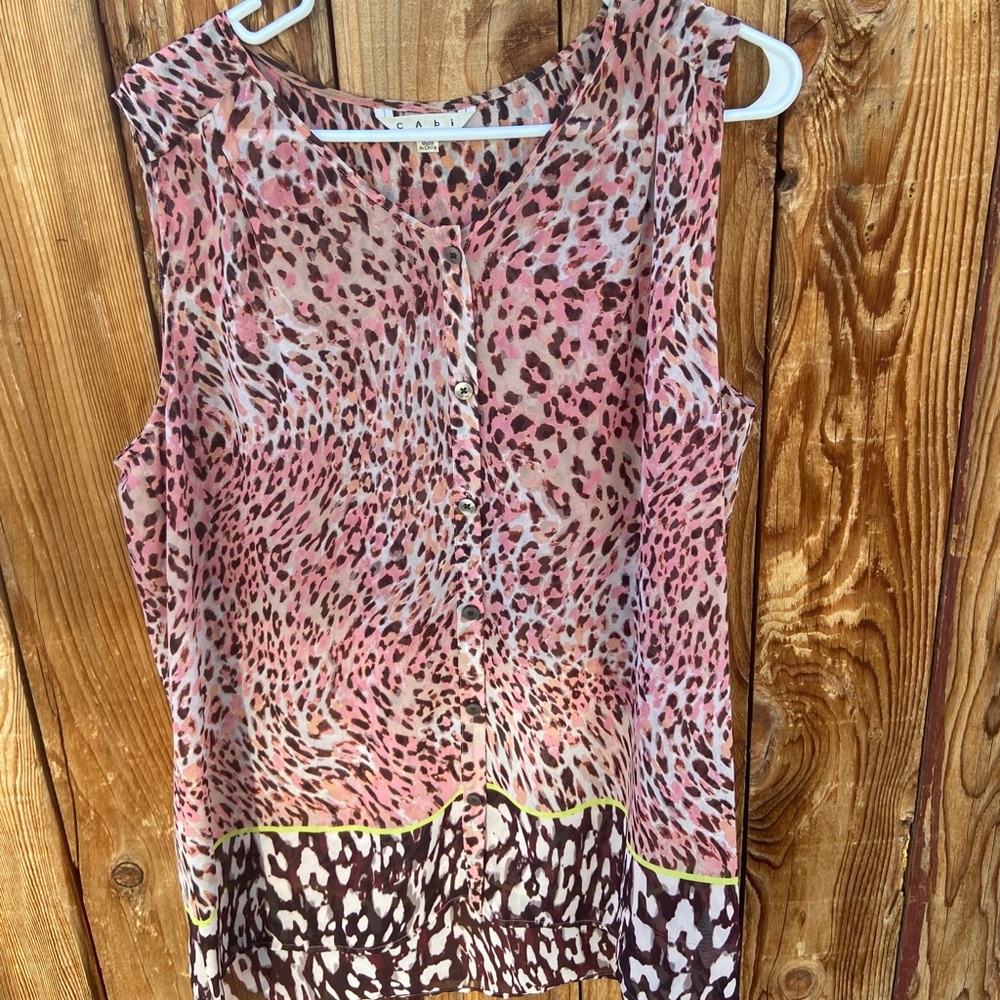 CAbi Sheer Leopard Print Tunic